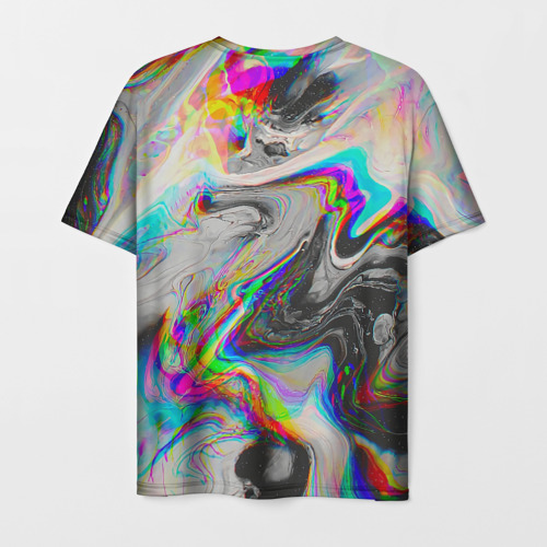 Мужская футболка 3D с принтом Abstract digital, вид сзади #1