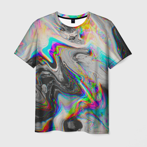 Мужская футболка 3D с принтом Abstract digital, вид спереди #2