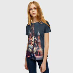 Женская футболка 3D Лиса на Красной площади - фото 2