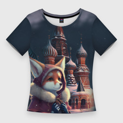 Женская футболка 3D Slim Лиса на Красной площади