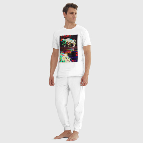 Мужская пижама хлопок с принтом Glitch pixel art, вид сбоку #3