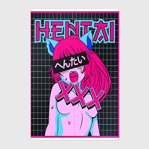 Магнитный плакат 2x3 с принтом Hentai blue redhead girl art, вид спереди №1