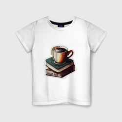 Детская футболка хлопок Книги и кофе, запах книг