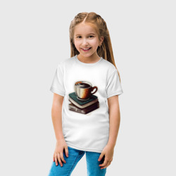 Детская футболка хлопок Книги и кофе, запах книг - фото 2