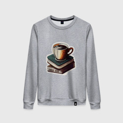 Женский свитшот хлопок Книги и кофе, запах книг