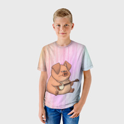 Детская футболка 3D Свинья играет на банджо - фото 2