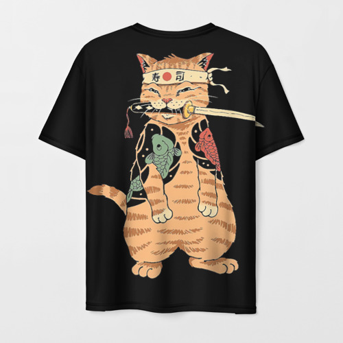 Мужская футболка 3D с принтом Yakuza cat, вид сзади #1