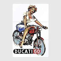 Магнитный плакат 2Х3 Красивая девушка на мотоцикле Ducati - retro