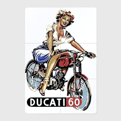 Магнитный плакат 2Х3 Красивая девушка на мотоцикле Ducati - retro