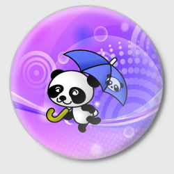 Значок Панда с зонтиком бежит в гости