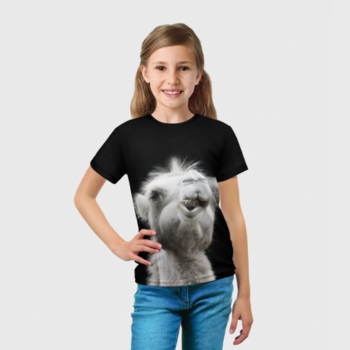 Детская футболка 3D с принтом Веселый верблюд, вид сбоку #3