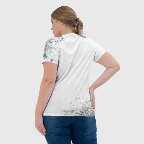 Женская футболка 3D с принтом Танцор с очень большой буквы на светлом фоне, вид сзади #2