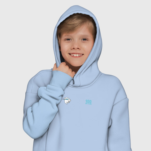 Детское худи Oversize хлопок Mr Beast 100 Mln club, цвет мягкое небо - фото 12