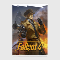 Fallout 4 Nick Valentine - character – Магнитный плакат 2Х3 с принтом купить