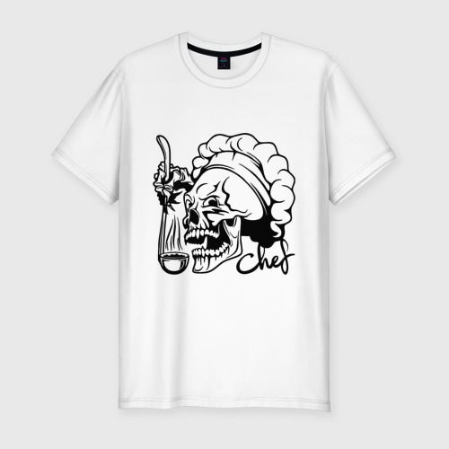 Мужская футболка хлопок Slim Chef skull, цвет белый