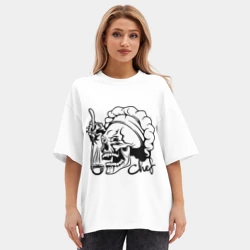 Женская футболка Oversize хлопок premium Chef skull - фото 2
