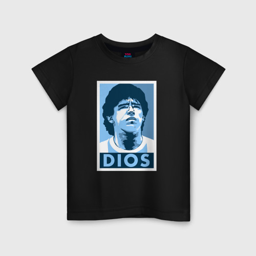 Детская футболка хлопок Dios Maradona, цвет черный