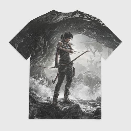 Мужская футболка 3D с принтом Лара Крофт, вид сзади #1