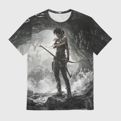 Мужская футболка 3D с принтом Лара Крофт, вид спереди #2
