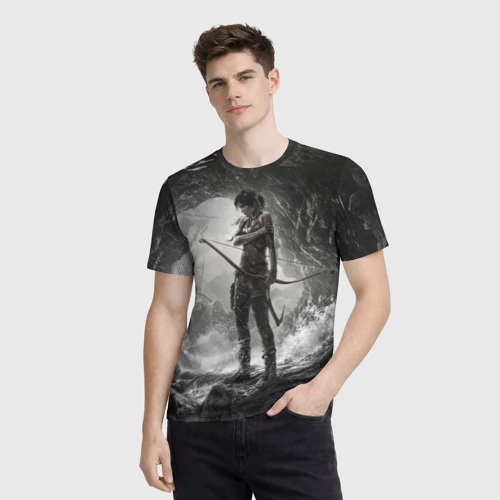 Мужская футболка 3D с принтом Лара Крофт, фото на моделе #1