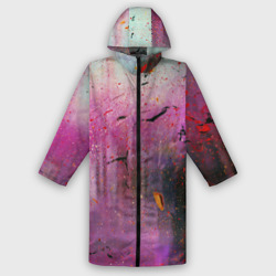 Фиолетово-белый туман с брызгами краск – Дождевик унисекс 3D с принтом купить