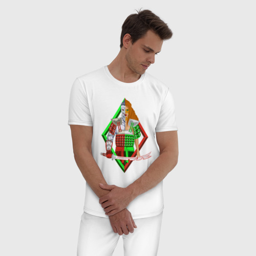 Мужская пижама хлопок Демон и амазонка, цвет белый - фото 3