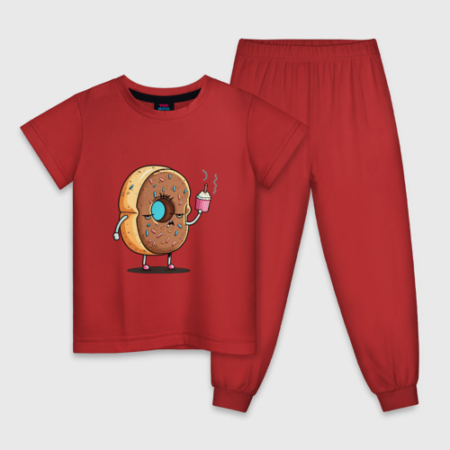 Детская пижама хлопок с принтом Пышный пончик на дрожжах, вид спереди #2