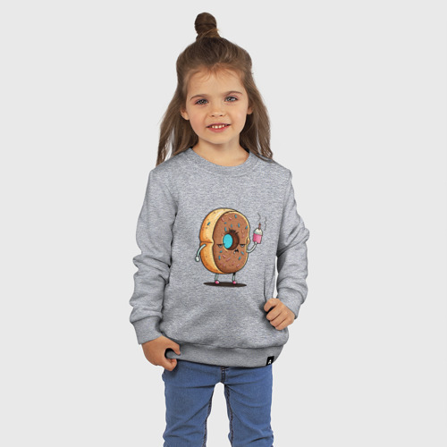 Детский свитшот хлопок с принтом Пышный пончик на дрожжах, фото на моделе #1