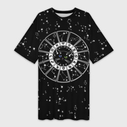 Платье-футболка 3D Созвездия и котик символ года 2023
