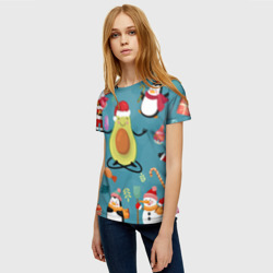 Женская футболка 3D Новогодний авокадо - фото 2