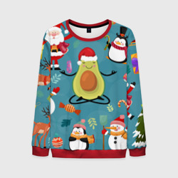 Мужской свитшот 3D Новогодний авокадо