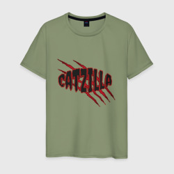 Мужская футболка хлопок Catzilla с царапинами