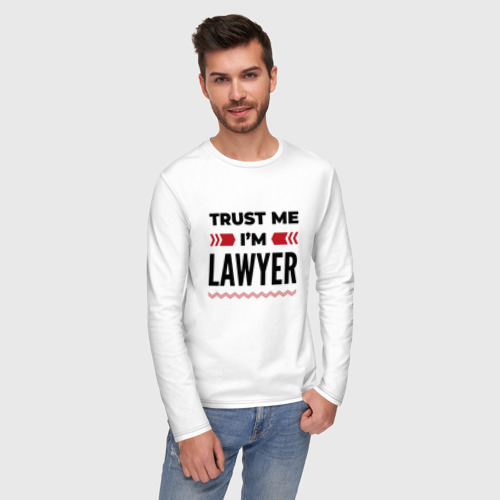 Мужской лонгслив хлопок Trust me - I'm lawyer, цвет белый - фото 3