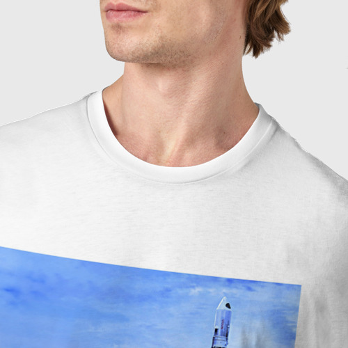Мужская футболка хлопок Юрий Гагарин на космодроме, цвет белый - фото 6