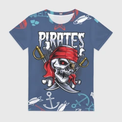 Женская футболка 3D Пиратский череп в бандане