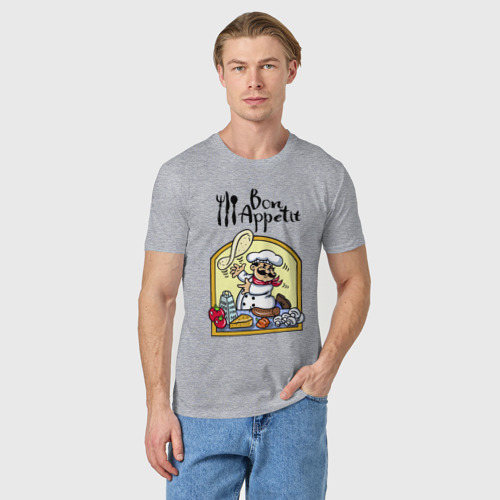 Мужская футболка хлопок с принтом Повар: приятного аппетита, фото на моделе #1
