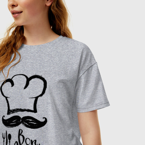 Женская футболка хлопок Oversize с принтом Приятного аппетита, фото на моделе #1