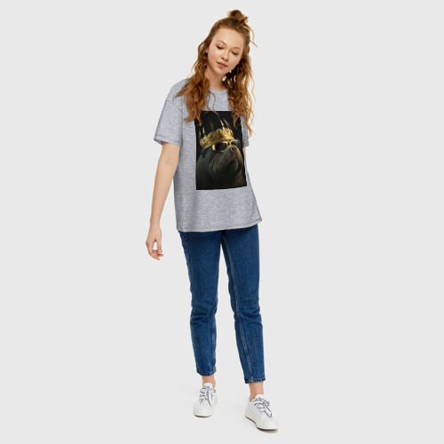 Женская футболка хлопок Oversize с принтом Морж рэпер в короне, вид сбоку #3