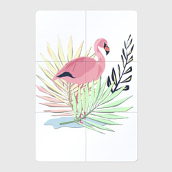 Магнитный плакат 2Х3 Розовый фламинго на фоне листьев