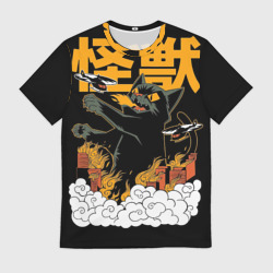 Мужская футболка 3D Кот-Годзилла