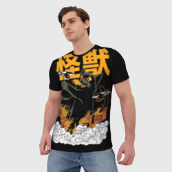 Мужская футболка 3D Кот-Годзилла - фото 2