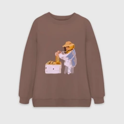 Женский свитшот oversize без начеса хлопок Пчеловод и его пасека