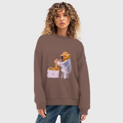 Женский свитшот oversize без начеса хлопок Пчеловод и его пасека - фото 2