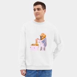 Мужской свитшот oversize без начеса хлопок Пчеловод и его пасека - фото 2