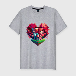 Мужская футболка хлопок Slim Влюбленные в Minecraft