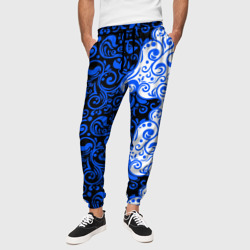 Синие узоры  – Мужские брюки 3D с принтом купить