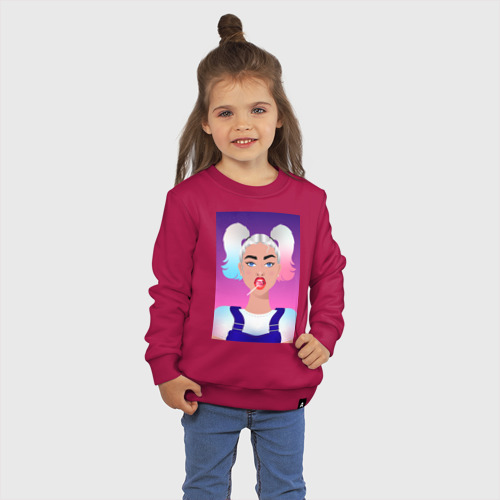 Детский свитшот хлопок с принтом Девушка с леденцом, фото на моделе #1