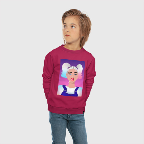 Детский свитшот хлопок с принтом Девушка с леденцом, вид сбоку #3