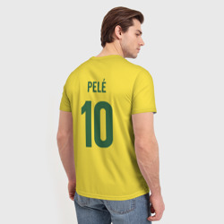 Футболка с принтом Бразильский футболист Пеле 10 для женщины, вид на модели сзади №2. Цвет основы: белый