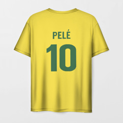 Футболка с принтом Бразильский футболист Пеле 10 для женщины, вид сзади №1. Цвет основы: белый